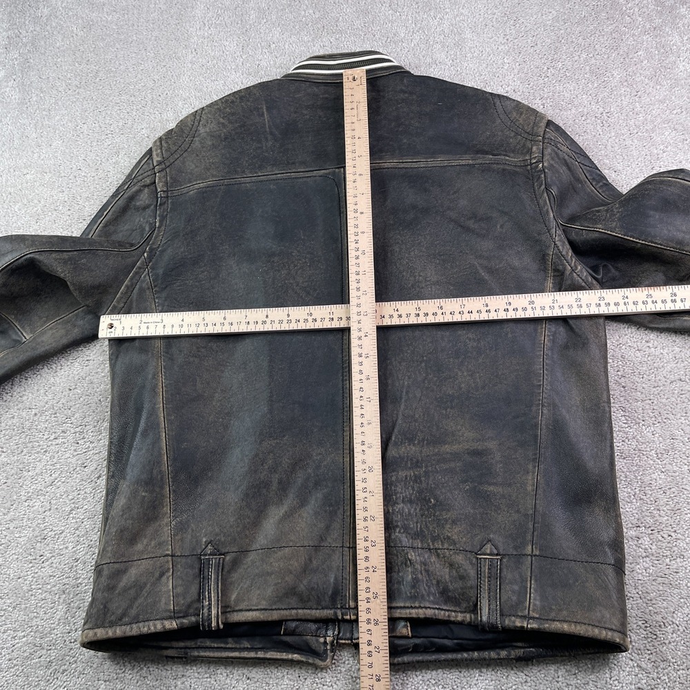 Vintage GAP Leather Jacket Mens Large Brown Faded Moto‎ Biker Racer Street Y2K - Picture 15 of 16